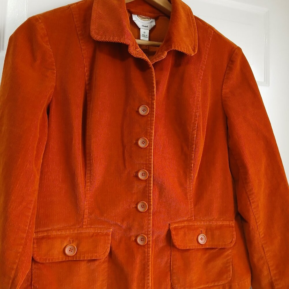 Tangerine Orange Corduroy Jacket by Talbots Size 12 - Picture 2 of 9